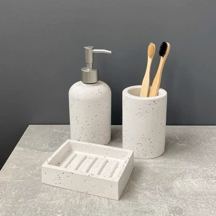 3-Piece Bathroom Accessory Set – White Speckled